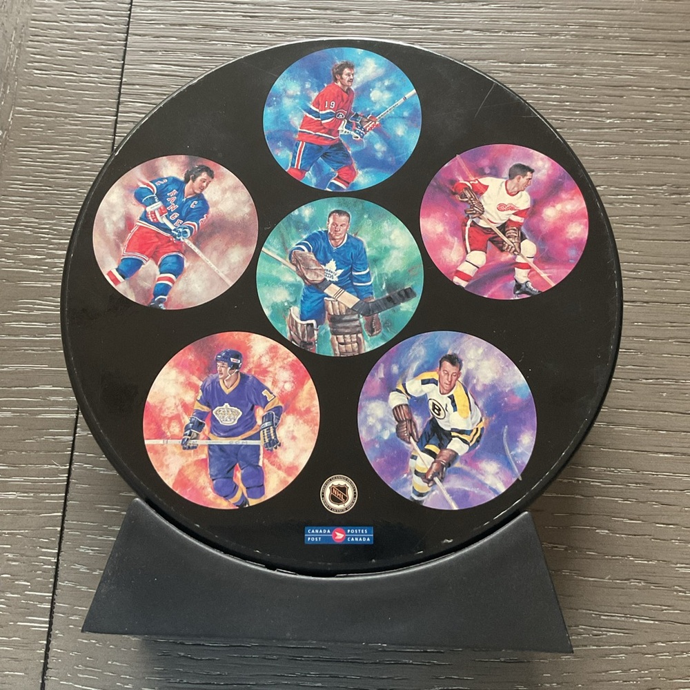 NHL HOF Canada Post HockeyPuck Shape Coin Bank  Marcel Dionne Park Bower .